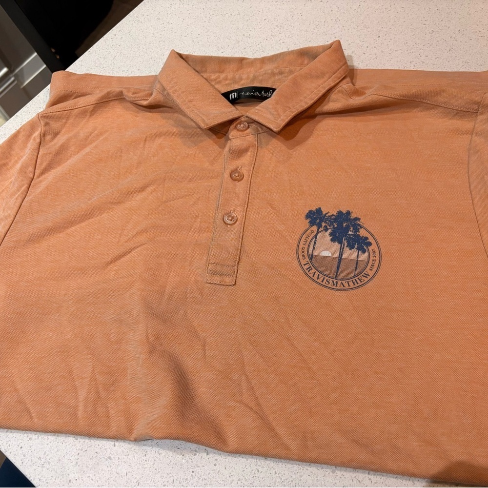 Travis Mathew Men's Orange Polo Shirt - size medium